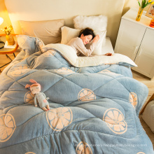 Printed sherpa quilted duvet comforter for bed